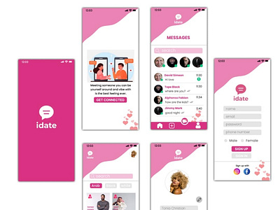 UI/UX design for idate dating app 3d app branding design graphic design logo ui ux vector