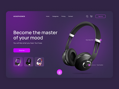 Online store of wireless headphones dailyui graphic design landing page online store uiux user interface web design website