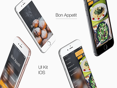 Bon Appetit app appeasing application clean color food icon interface ios9 iphone6 ui ux