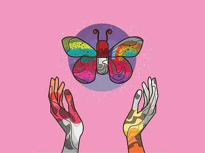 Bio Farma Free Medicine Campaign butterfly hand illustration illustration design medicine vector