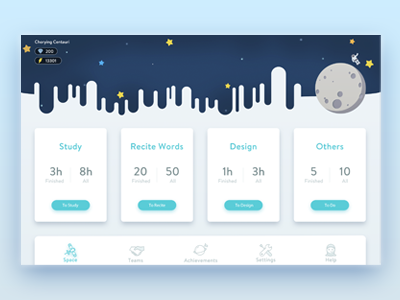 The first page clean flat space stars ui web