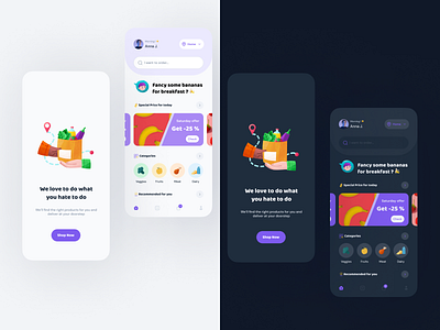 Grocery shopping app Light & Dark UI