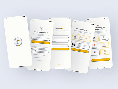 Roundout: study material organizer app app design branding design educational illustration logo roundout ui ux