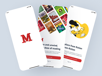 Magna: Educational app onboarding screens app app design books branding educational figma logo magna mobile app onboarding screens reading ui uxui