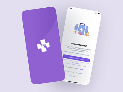 Onboarding screens for MEDS app app design branding catalogue drugstore ecommerce insurance logo medication onboarding pharmacy ui ux