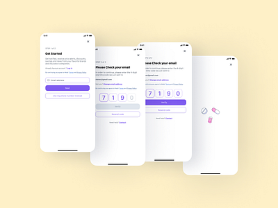 Onboarding screens for MEDS app app design branding catalogue drugstore ecommerce logo medications onboarding pharmacy register screens sign up ui ui design ux verification