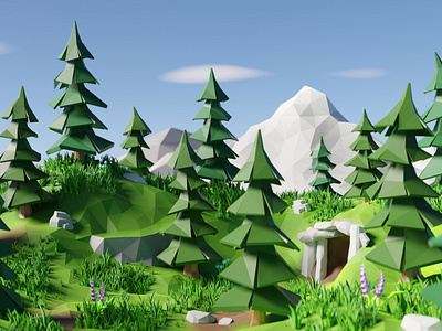 Lair 3d blender blender3d design illustration lair lowpoly mountain nature