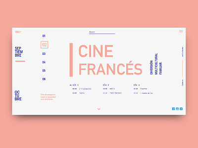 French Cinema / Film Festival branding din filmfestival grid landing layout pink typography