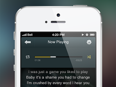 iphone Player apple design gui ios iphone music player ui