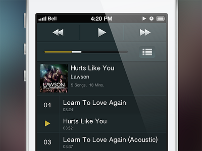 iphone Player apple design gui ios iphone music player ui