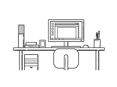 Workspace computer desk illustration vector workspace