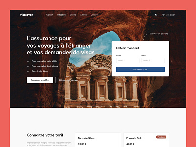 Visacover website: Landing page / Hero UI