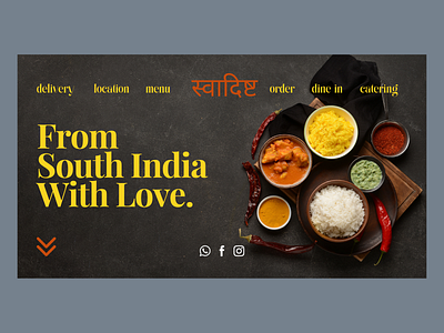 Homepage or Hero section of a website of an Indian restaurant