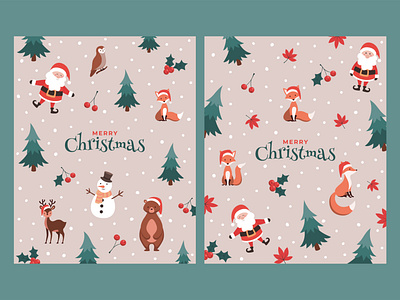Cute Christmas greetings cards. illustration