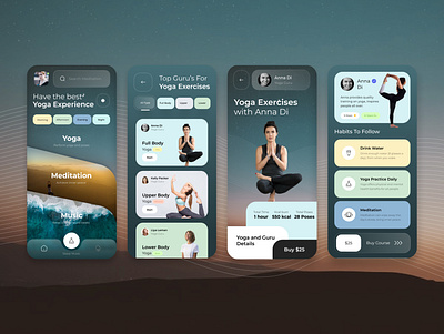 Yoga and Meditation App app app design figma meditation ui ui design ux ux design uxui uxui design yoga