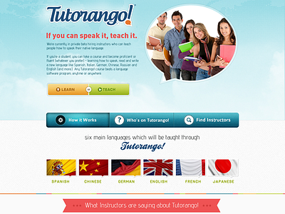 Tutorango! colorful homepage layout simple tempate tutor ui ux website