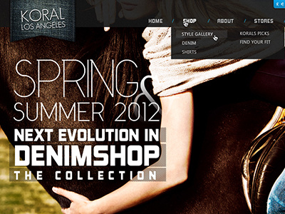 Koral Los Angeles denim fashion full width homepage layout template ui website