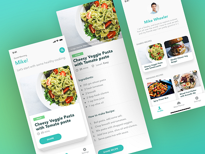 What To Cook app cooking app food green interface iphone minimal mobile recipe ui ux visual