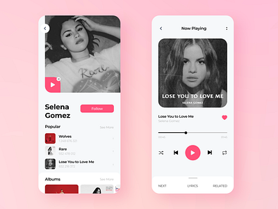 Music Player App album app apple music artist equalizer itunes minimal mobile app mobile app design music music app music player music stream player player ui playlist song spotify ui ux