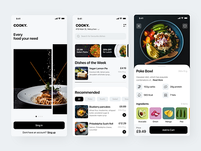 COOKY. | Food Delivery App app chef app delivery app dessert eat eating food food and drink food app food delivery app food delivery application food delivery service food design food order interface mobile app mobile ui restaurant app tracking app uiux