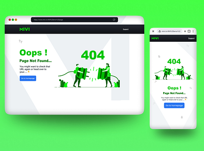 404 page - Daily UI 08 404 branding dailyui design errorpage mivi mobile ui ux web