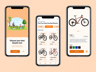 E-commerce (Bicycle) - Daily UI 12 12 app screen bicycle bikes app dailyui e commerce electric bikes forest kids mens mobile app mountains online markdet online shop product riders river road shop womens
