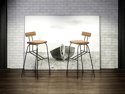 Chairs in loft interior 3d blender illustration