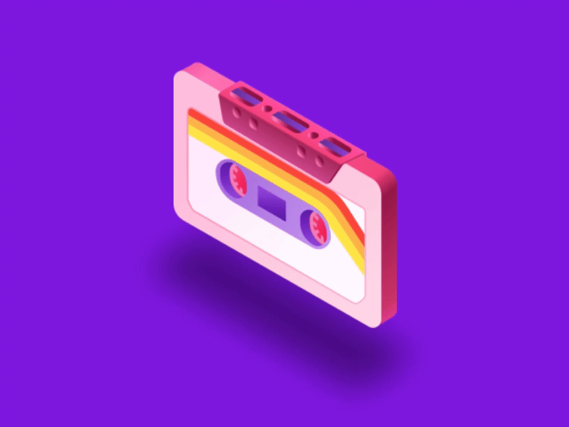 Spotifone – Cassette animation cassette flat grid illustration isometric music play