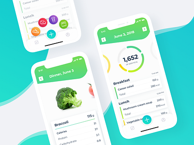 Food Tracker app calories chart clean diet food green health ios iphone statistic tracker