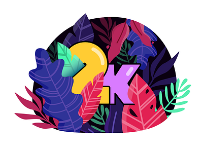 2k Dribbble Followers! 🎉 2k followers forest illustration leaves plants team thanks