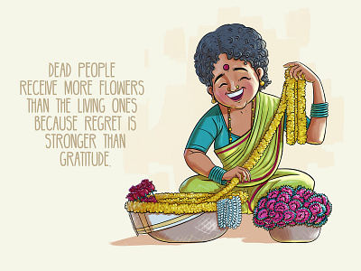 flowers for Indian women artwork children book illustration cute illustration flower selling lady kids book kids illustration paiting photography rose roses selling lady