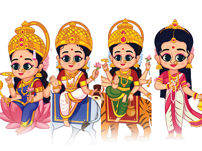 Navratri 9 forms of Durga Illustration