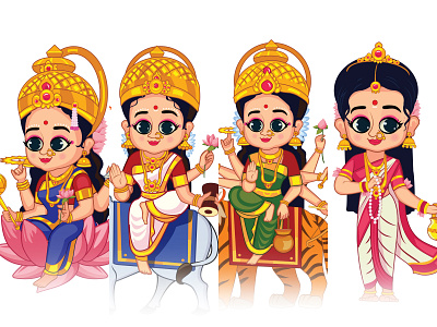 Navratri 9 forms of Durga Illustration bestwork branding cartoon character creative design creativeart cute illustartions devi digital illustration drurga god illustration illustrator indian lords lords navratri