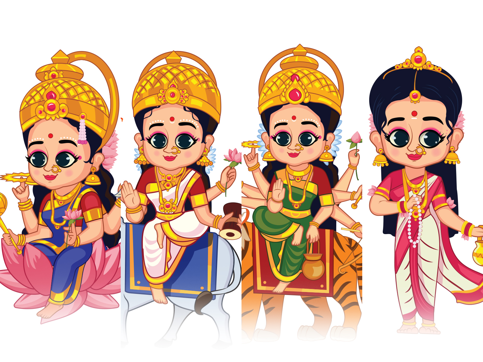 Navratri 9 forms of Durga Illustration by artAmaze® on Dribbble