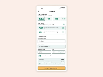 Credit card checkout app dailyui design mobile ui