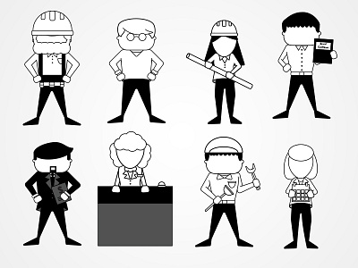 Hospitality Industry Characters black and white character design hospitality icon iconography illustrator