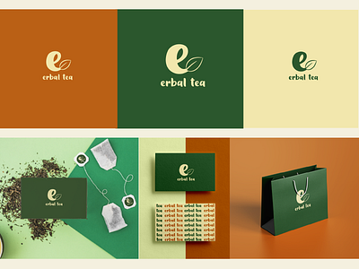 Erbal Tea adobe illustrator brandidentity fresh fun graphic design green logo logodesign minimal natural orange quirky scriptfont vibrant