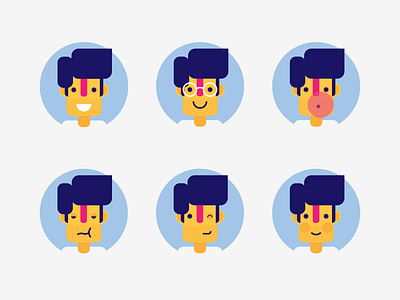 Avatar expressions avatar character design design emotions facial expressions flat illustration illustrator vector