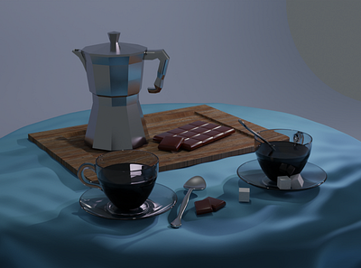 morning coffee 3d blender