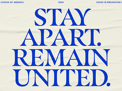 Remain United 2020 america blue coronavirus covid 19 flag poster psa serif stars stay home texture typography usa