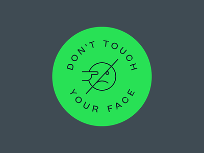Don’t Touch! badge circle coronavirus covid-19 eye face green icon lockup no touching nope poke smiley touch type on a path