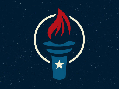 Torch Icon blue circle icon patriotic red simple