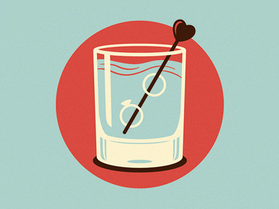 Wedding Cocktail blue cocktail illustration red rings rocks glass simple