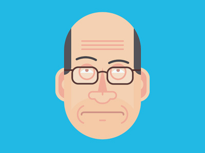 Dad bald dad glasses illustration raised eyebrow shapes simple unimpressed vector