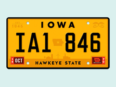 State Plates Project: Iowa 1846 gold hawkeye state iowa license plate plate state plates state plates project usa