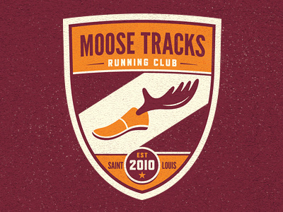 Moose Tracks Running Club Logo antlers club maroon moose orange running shoe st. louis tracks