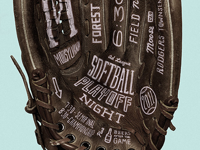 Softball Playoff Poster attachment baseball glove hand hand drawn type poster softball type