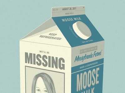 Erica Farewell Poster blue illustration milk milk carton missing poster vector