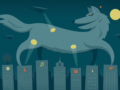 BLDGWLF Wallpaper bldgwlf blue buildings city illustration night robot wolf