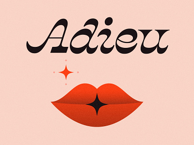 Adieu adieu goodbye illustration kiss lips orange pink sparkle